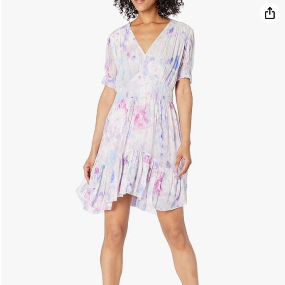 NWT The Kooples Short Sleeve Floral Printed Frill Handkerchief Dress - Picture 3 of 5